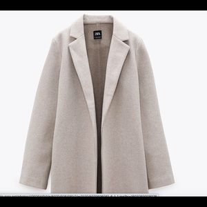 Zara Pale Beige Long Coat with Lapels